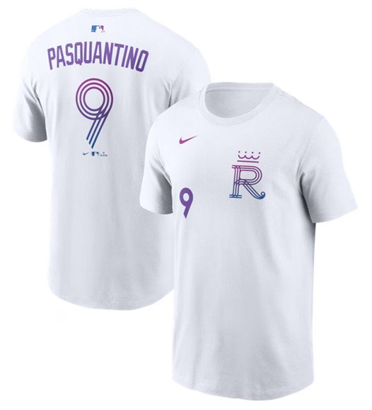 Men's Kansas City Royals #9 Vinnie Pasquantino White 2026 City Connect Name & Number T-Shirt