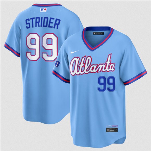 Men's Atlanta Braves #99 Spencer Strider Powder Blue 2026 City Connect Stadium Stitched Baseball Jersey