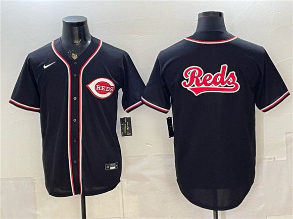 Men's Cincinnati Reds Team Big Logo 2026 Fashion Replica Black Out Stitched Baseball Jersey