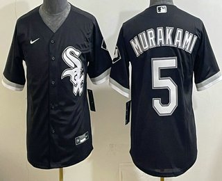 Youth Chicago White Sox #5 Munetaka Murakami Black Cool Base Jersey