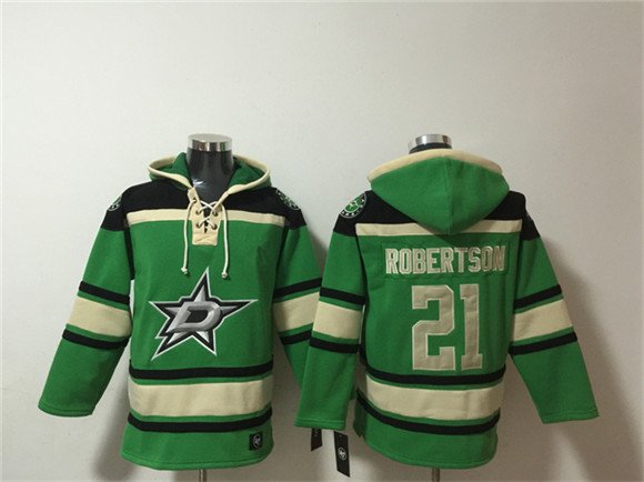 Men's Dallas Stars #21 Jason Robertson Green Lace-Up Pullover Hoodie