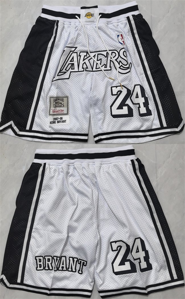 Men's Los Angeles Lakers #24 Kobe Bryant White 2026 Shorts (Run Small)