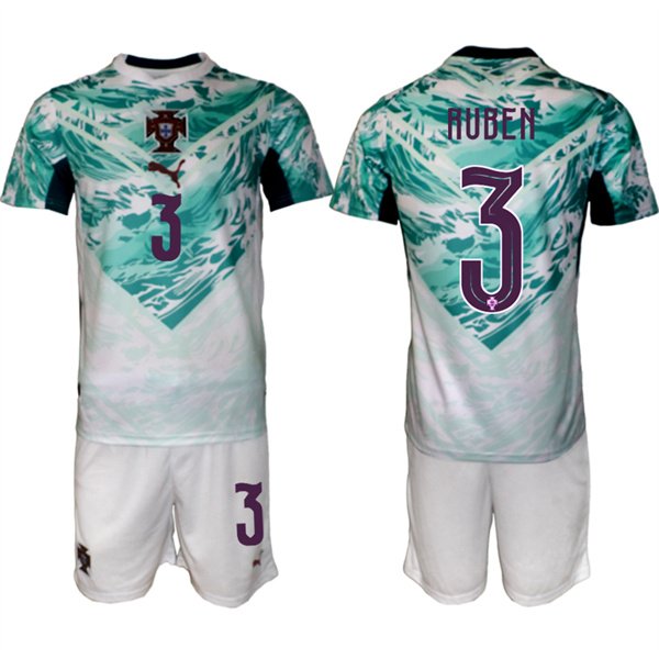 Men's Portugal Team #3 Rúben Dias Green 2026 World Cup Away Soccer Jersey Suit