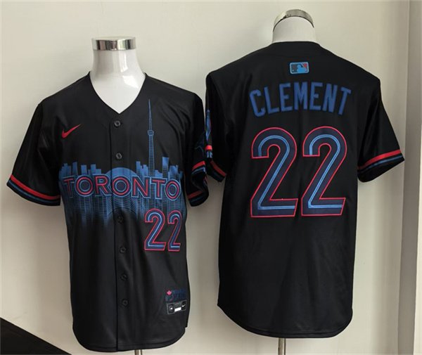 Men's Toronto Blue Jays #22 Ernie Clement Navy 2024 City Connect Limited Stitched Baseball Jersey