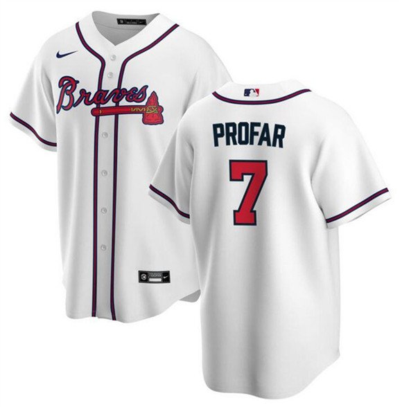 Men's Atlanta Braves #7 Jurickson Profar White 2025 Cool Base Stitched Baseball Jersey