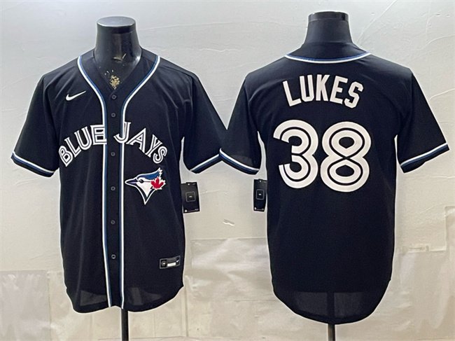 Men's Toronto Blue Jays #38 Nathan Lukes 2026 Fashion Replica Black Out Stitched Baseball Jersey