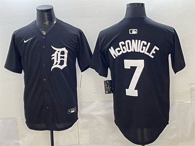 Men's Detroit Tigers #7 Kevin McGonigle Black Limited Stitched Baseball Jersey