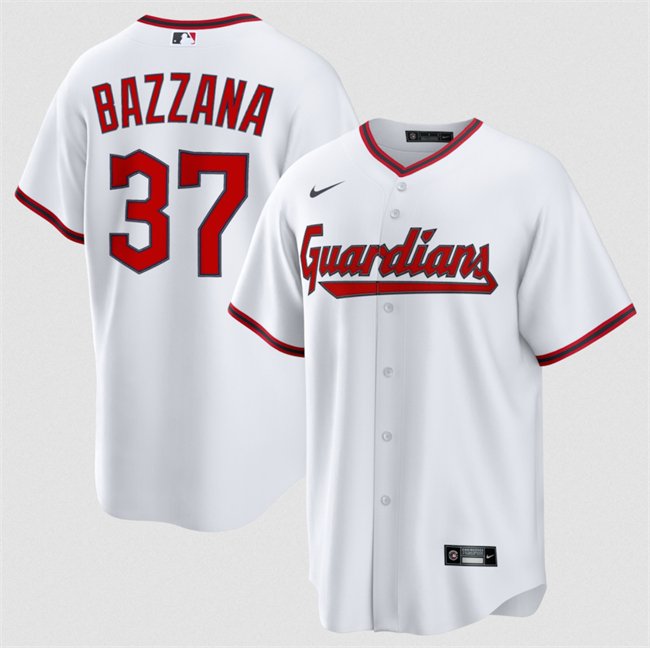 Men's Cleveland Guardians #37 Travis Bazzana White Home Limited Stitched Baseball Jersey