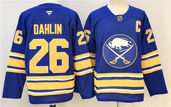 Men's Buffalo Sabres #26 Rasmus Dahlin Blue 2024-25 With C Patch Stitched Jersey