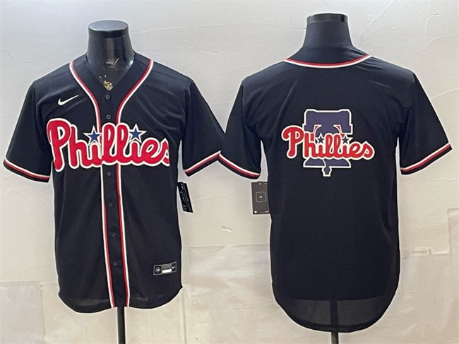 Men's Philadelphia Phillies Team Big Logo 2026 Fashion Replica Black Out Stitched Baseball Jersey