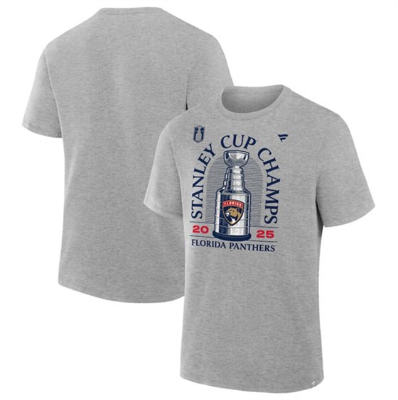 Men's Florida Panthers Heather Gray 2025 Stanley Cup Champions Locker Room T-Shirt
