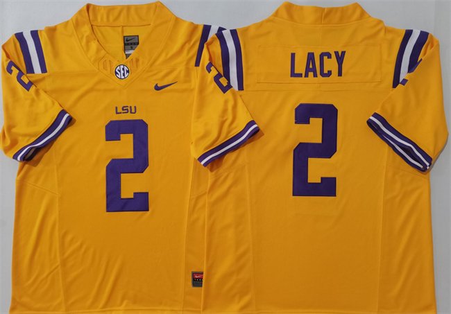 Men's LSU Tigers #2 Kyren Lacy Yellow F.U.S.E. Stitched Jersey