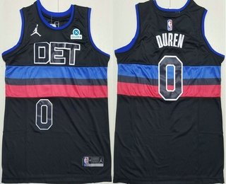 Men's Detroit Pistons #0 Jalen Duren Black Statement Icon Sponsor Swingman Jersey