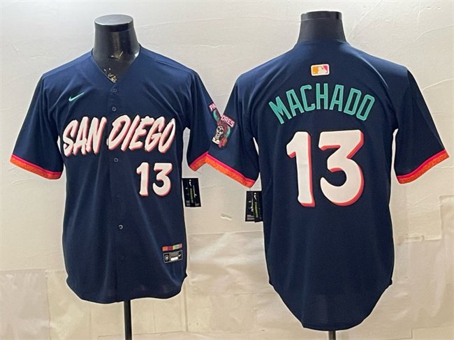 Men's San Diego Padres #13 Manny Machado Obsidian 2026 City Connect Limited Stitched Baseball Jersey