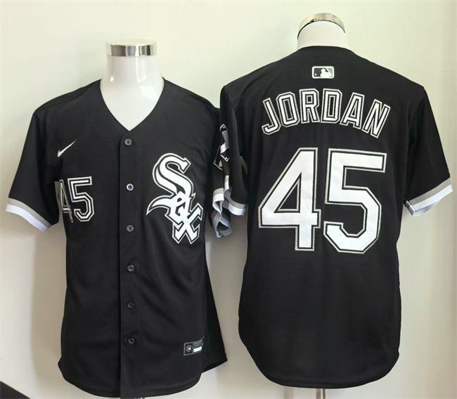 Men's Chicago White Sox #45 Michael Jordan Black Limited Stitched Baseball Jersey