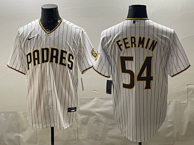 Men's San Diego Padres #54 Freddy Fermin White Cool Base Stitched Baseball Jersey