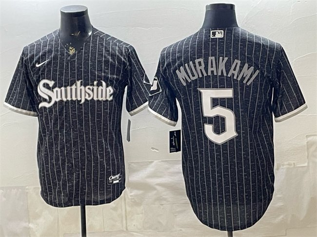 Men's Chicago White Sox #5 Munetaka Murakami Black 2021 City Connect Cool Base Stitched Jersey