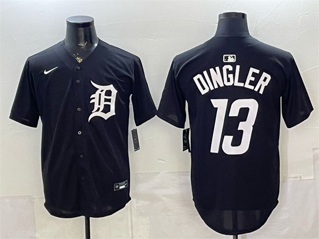 Men's Detroit Tigers #13 Dillon Dingler Black Limited Stitched Baseball Jersey