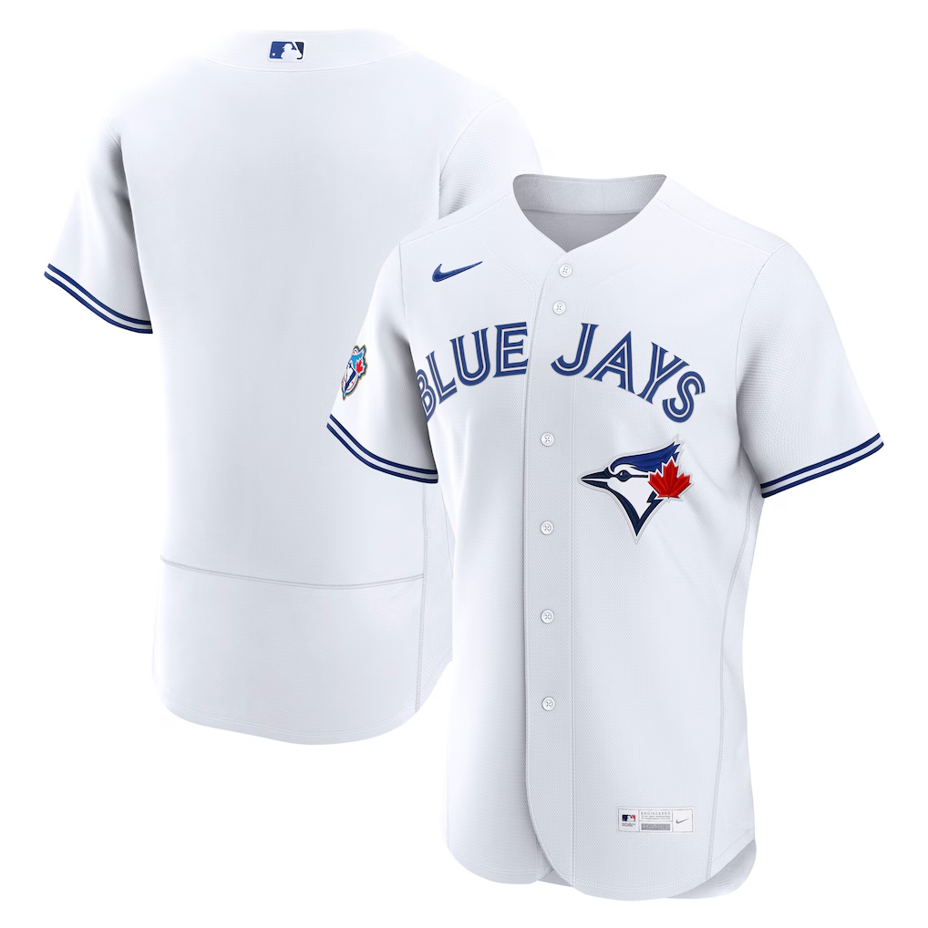 Men's Toronto Blue Jays Blank White 50 Seasons Patch Stitched Baseball Jersey