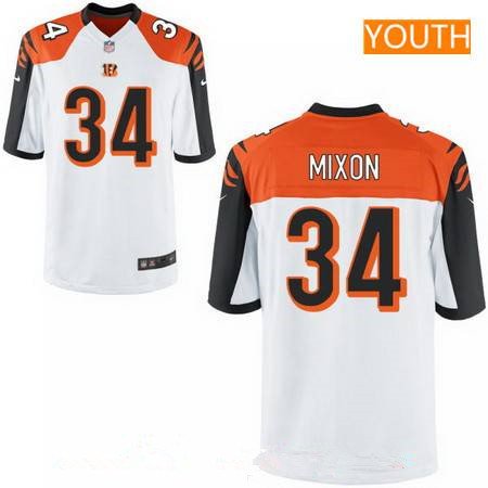 Youth 2017 NFL Draft Cincinnati Bengals #34 Joe Mixon White Road Stitched NFL Nike Game Jersey