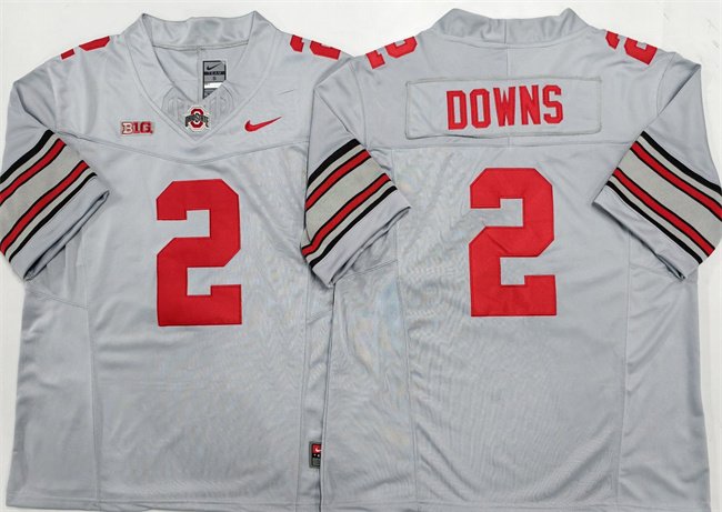 Men's Ohio State Buckeyes #2 Caleb Downs Gray F.U.S.E. Limited Stitched Jersey