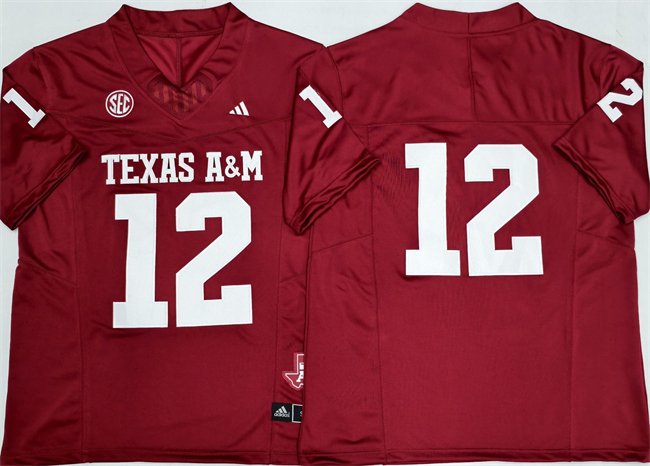 Men's Texas A&M Aggies Lions #12 Premier Strategy Red 2025 F.U.S.E. Stitched Jersey