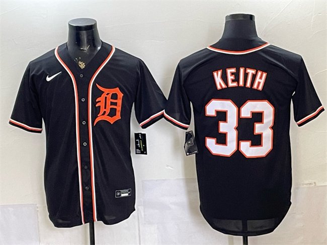 Men's Detroit Tigers #33 Colt Keith 2026 Fashion Replica Black Out Stitched Baseball Jersey