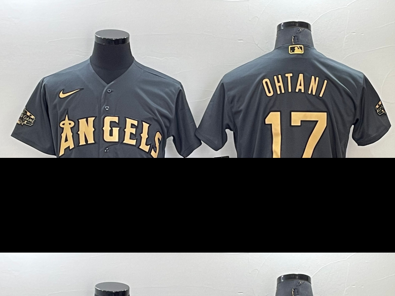 Men's Los Angeles Angels #17 Shohei Ohtani Number Grey 2022 All Star Stitched Flex Base Nike Jersey