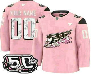 Men's Washington Capitals Customized Pink 50th Anniversary Authentic Jersey