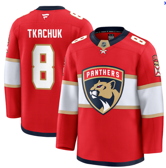 Men's Florida Panthers #8 Brady Tkachuk Red Stitched Hockey Home Jersey