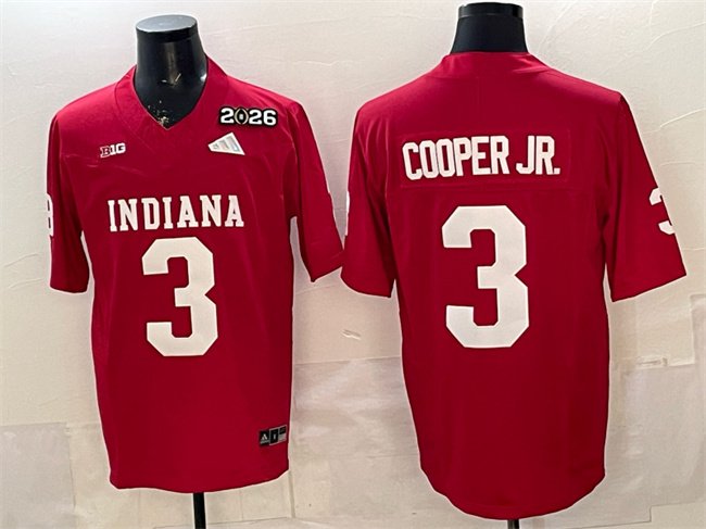 Men's Indiana Hoosiers #3 Omar Cooper Jr. Red F.U.S.E. 2026 Patch Stitched Football Jersey