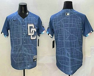 Men's Washington Nationals Blank Blue 2025 City Connect Limited Stitched Baseball Jersey