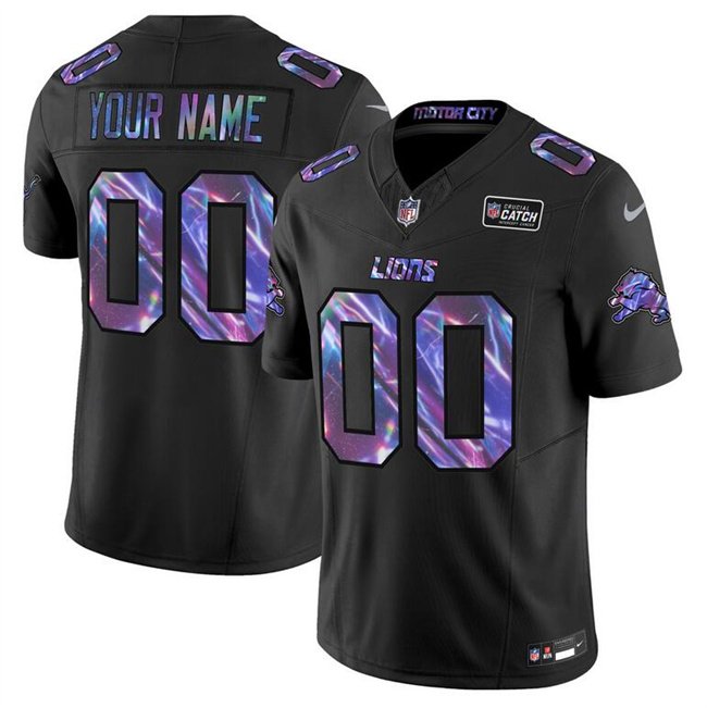 Men's Detroit Lions Active Player Custom Black 2025 Crucial Catch F.U.S.E. Vapor Limited Football Stitched Jersey
