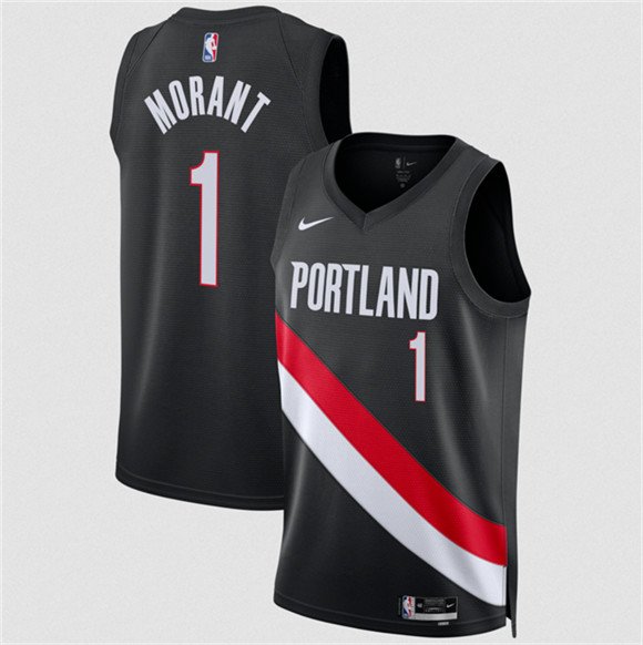 Men's Portland Trail Blazers #1 Ja Morant Black 2026 Icon Edition Stitched Basketball Jersey