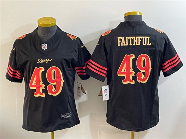 Youth San Francisco 49ers #49 Faithful Black 2025 F.U.S.E. “Rivalries” Vapor Limited Stitched Football Jersey