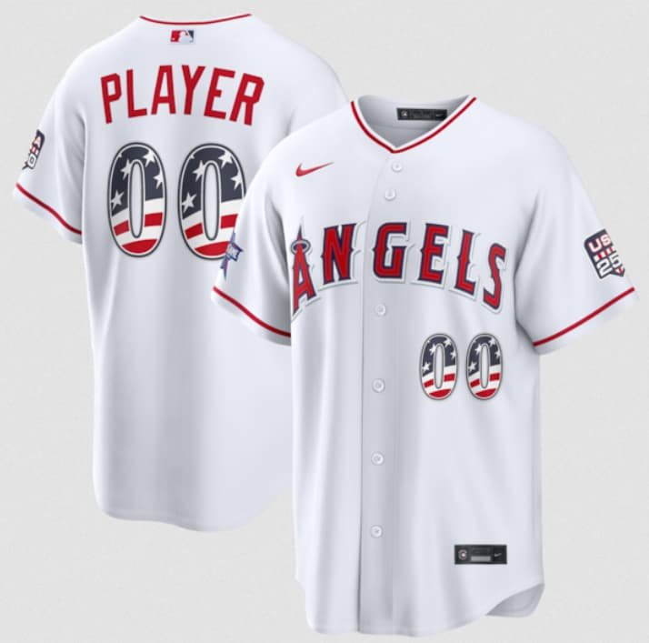 Men's Los Angeles Angels Active Player Custom White 2026 All-Star Edition Stars & Stripes & USA 250 Fourth of July Home Stadium Stitched Baseball Jersey