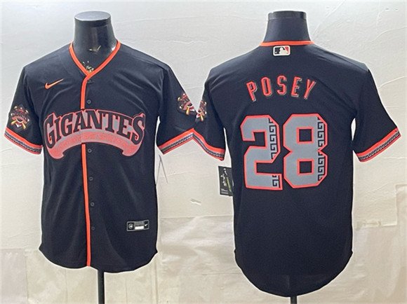 Men's San Francisco Giants #28 Buster Posey Black 2026 Alternate Stadium Stitched Baseball Jersey