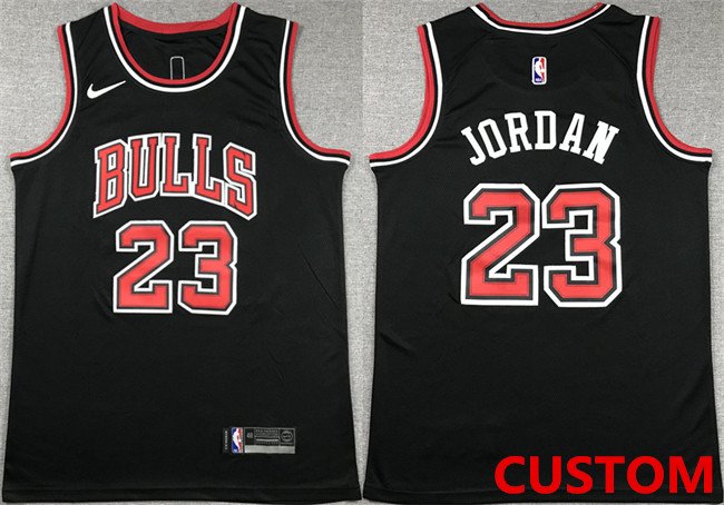 Men's nike chicago bulls Customized swingman black nba jersey