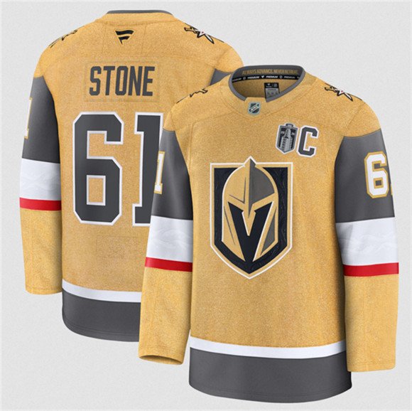 Men's Vegas Golden Knights #61 Mark Stone Gold 2026 Stanley Cup Final Patch And C Patch Home Stitched Hockey Jersey