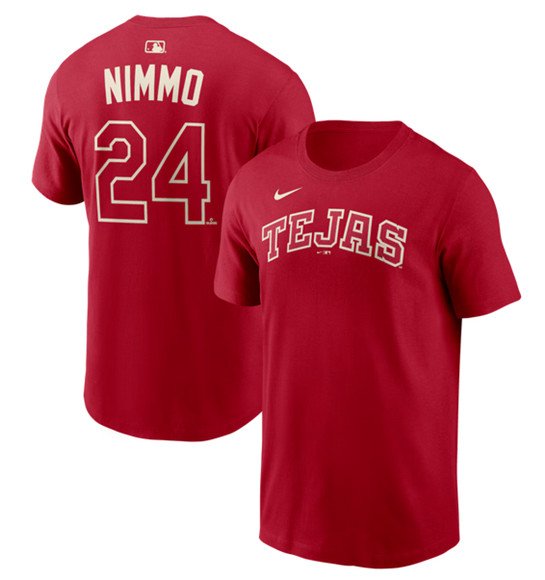Men's Texas Rangers #24 Brandon Nimmo Red 2026 City Connect Name & Number T-Shirt