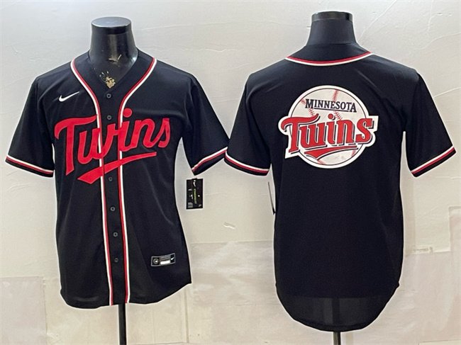 Men's Minnesota Twins Team Big Logo 2026 Fashion Replica Black Out Stitched Baseball Jersey