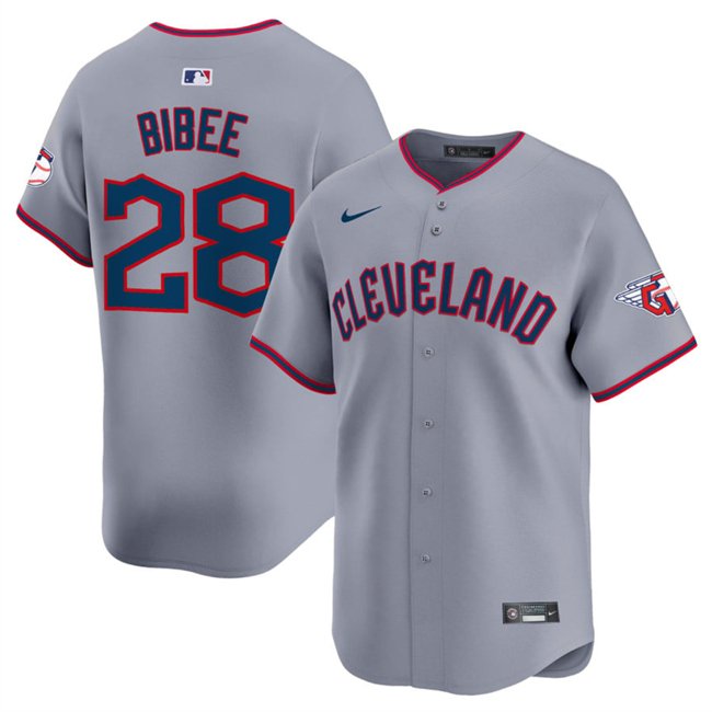 Men's Cleveland Guardians #28 Tanner Bibee Gray 2025 Alternate Limited Stitched Baseball Jersey