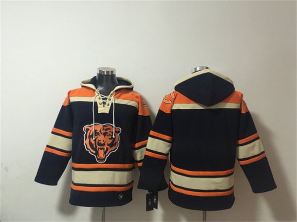 Men's Chicago Bears Blank Navy Ageless Must-Have Lace-Up Pullover Hoodie