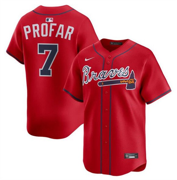 Men's Atlanta Braves #7 Jurickson Profar Red 2025 Alternate Limited Stitched Baseball Jersey