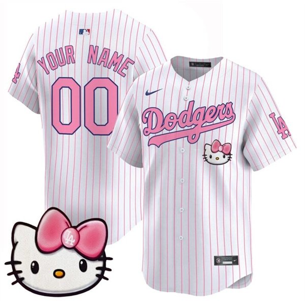 Men's Los Angeles Dodgers ACTIVE PLAYER Custom Pinstripe 2025 Hello Kitty Vapor Premier Limited Stitched Baseball Jersey