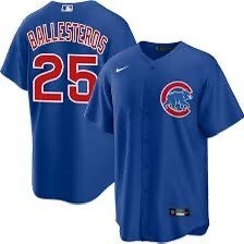 Men's Chicago Cubs #25 Moises ballesteros Blue Cool Base Stitched Baseball Jersey