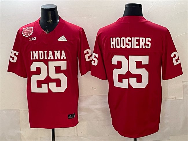 Men's Indiana Hoosiers #25 Hoosiers Red F.U.S.E. 2025 National Champions Patch Stitched Football Jersey