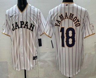 Men's Japan #18 Yoshinobu Yamamoto White 2026 World Baseball Classic Cool Base Jersey