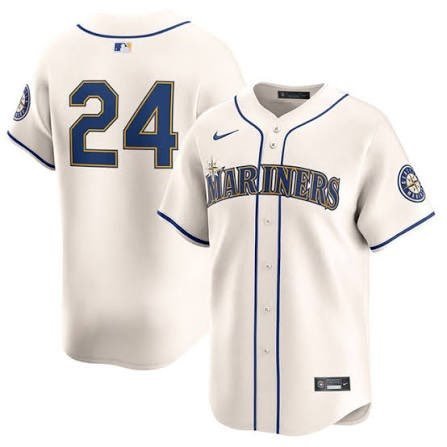 Men's Seattle Mariners #24 Ken Griffey Jr. Cream Cool Base Jersey