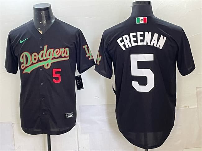 Men's Los Angeles Dodgers #5 Freddie Freeman Black Mexico Limited Stitched Baseball Jersey